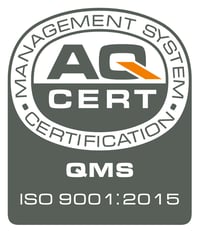 Logo AQ CERT QMS  ISO 9001 del 2015